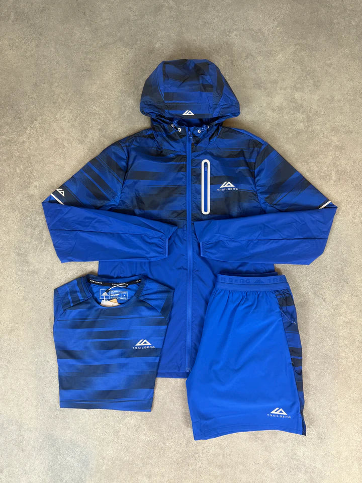 blue jacket & shorts set