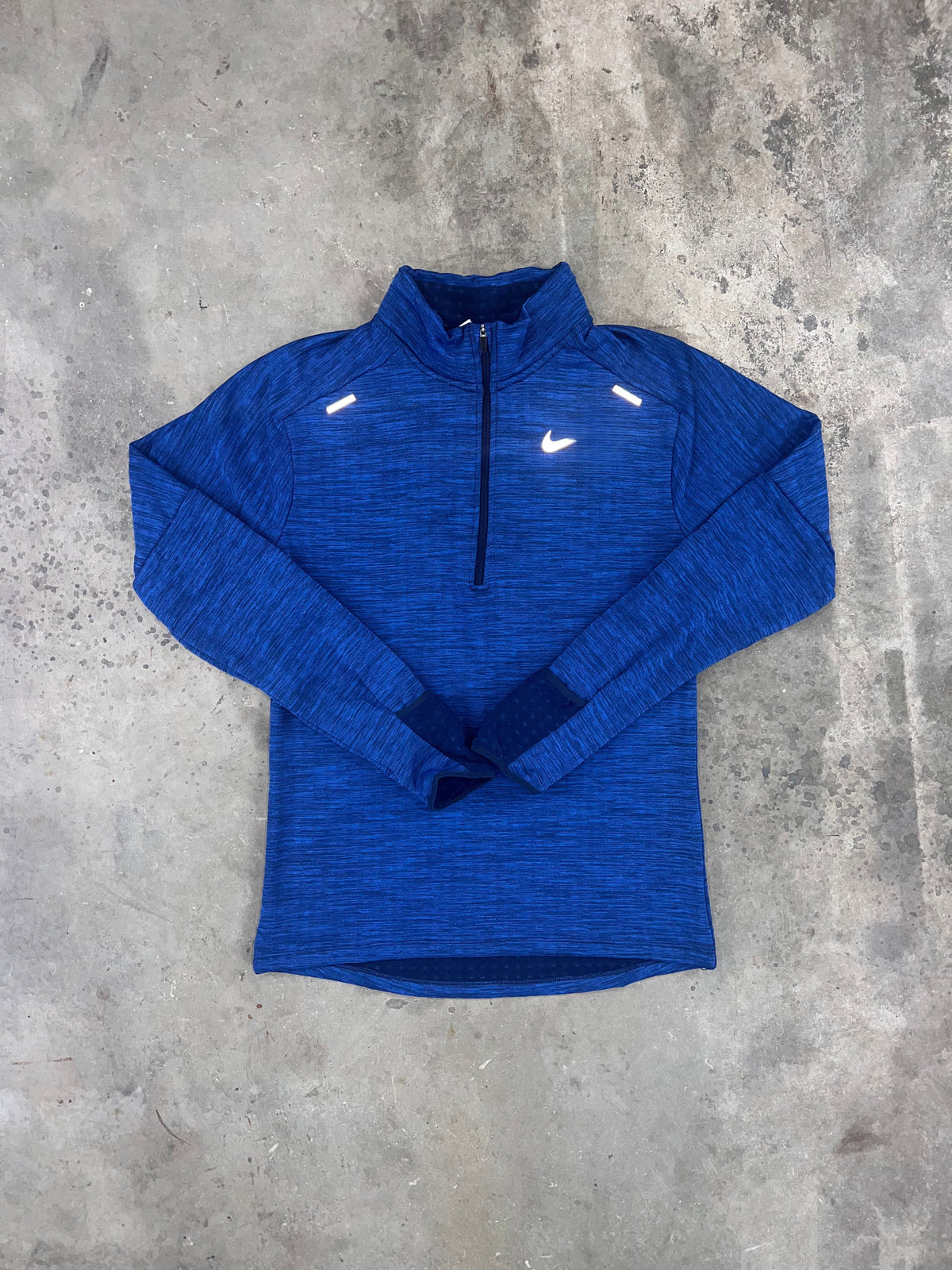 blue half-zip top