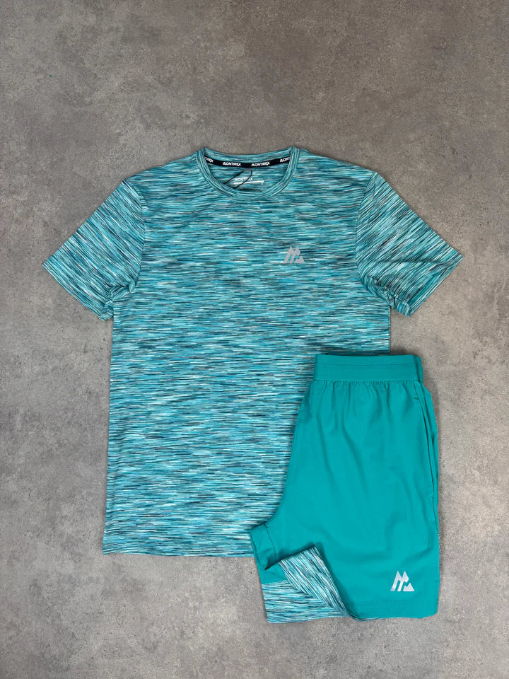 teal short set