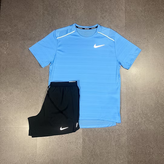 black & blue short set