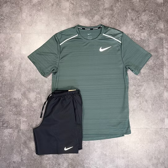 grey & black short set