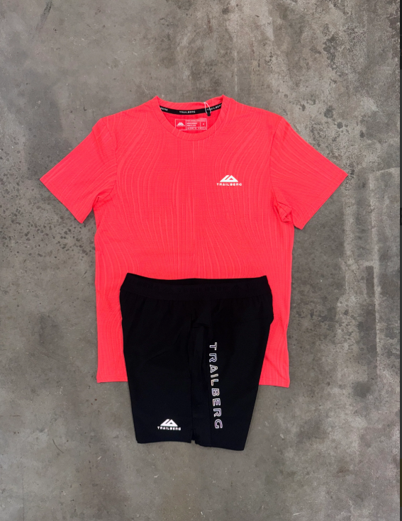 red & black short set