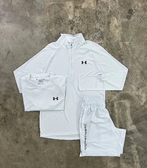 white half-zip top