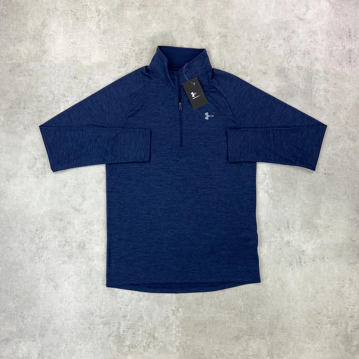 navy half-zip top
