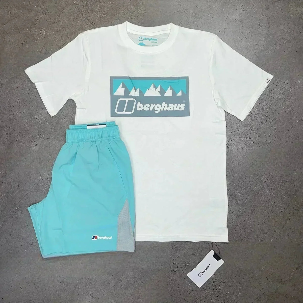 mint & blue short set