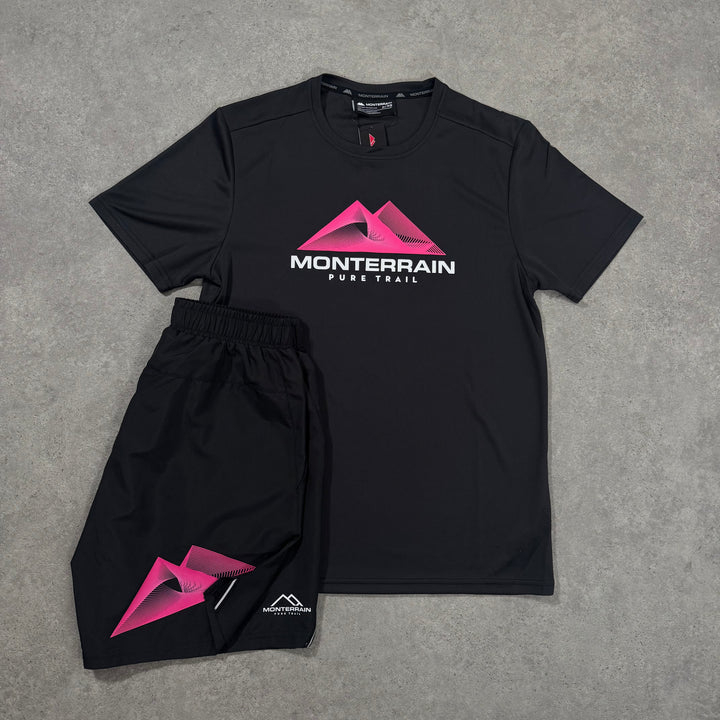 pink & black short set