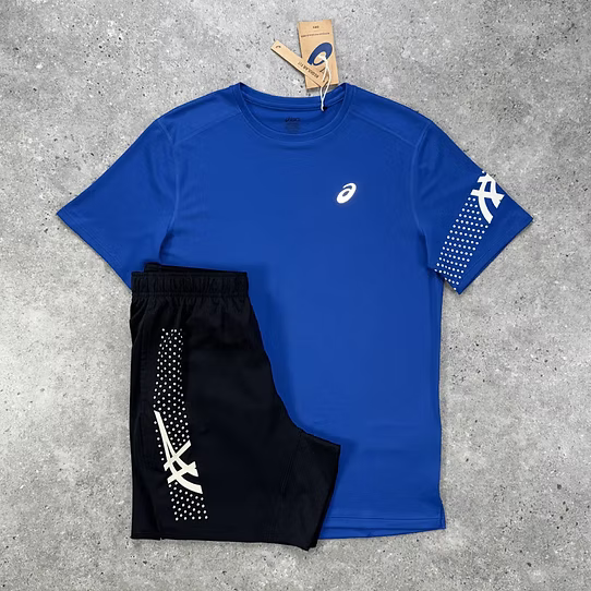 blue & black short set