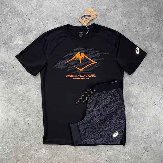 orange & black short set