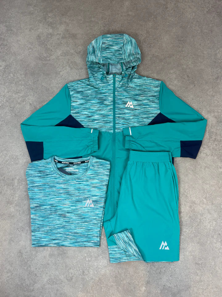 blue & green jacket & shorts set