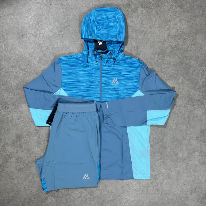 blue jacket & shorts set