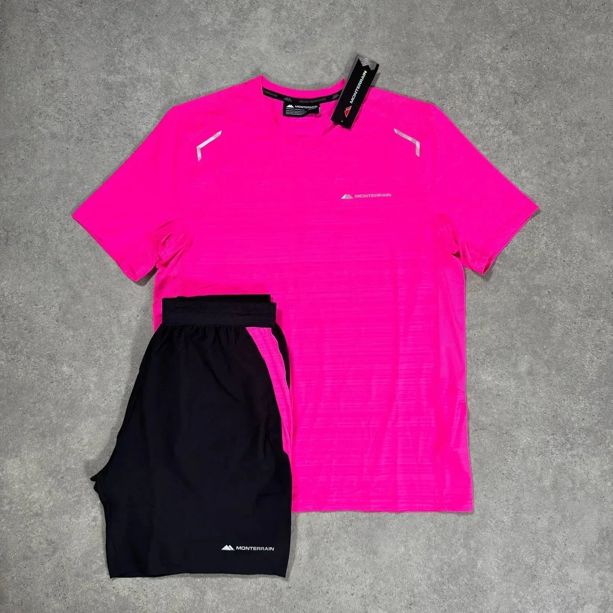 pink & black short set