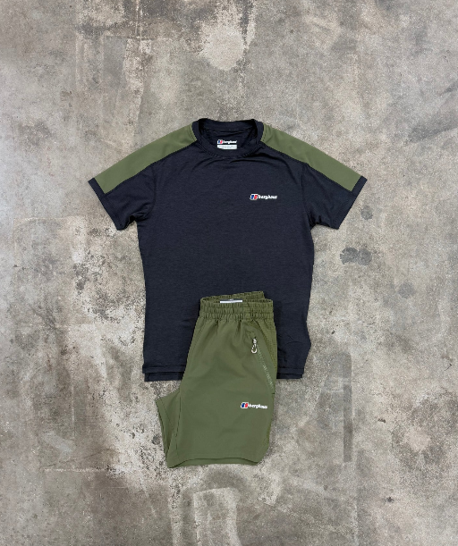 khaki short set