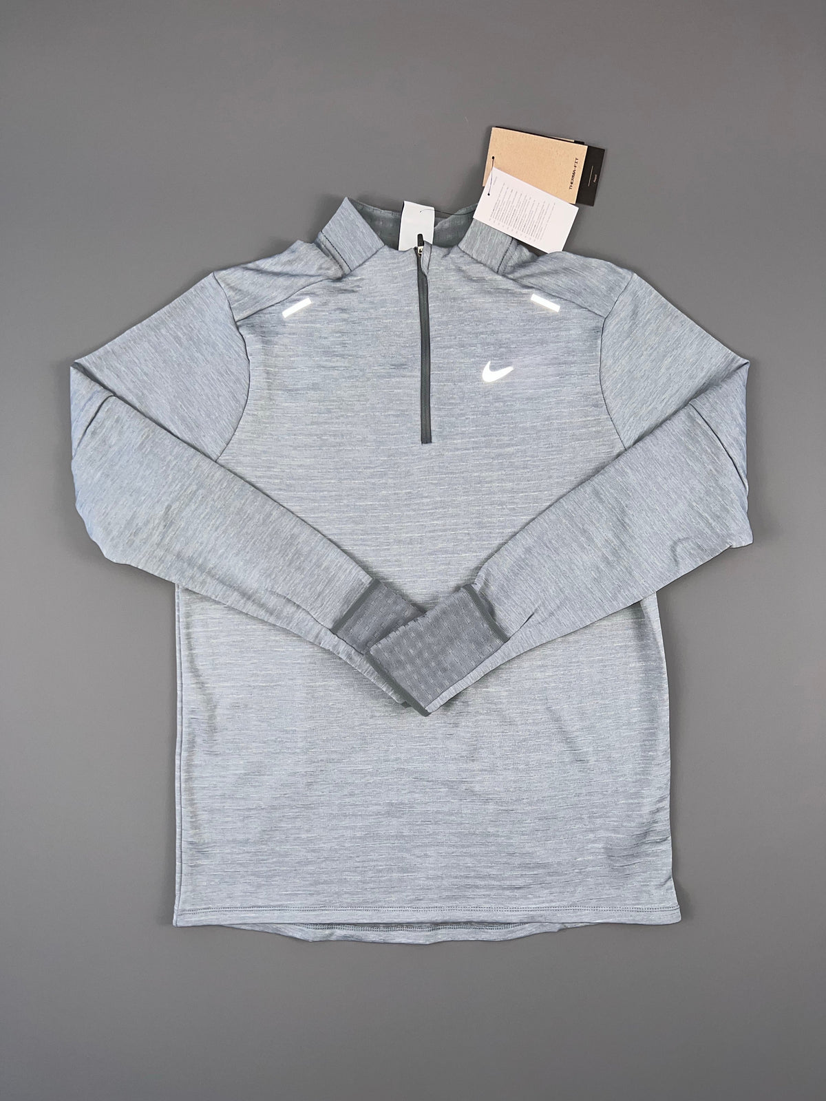 grey half-zip top